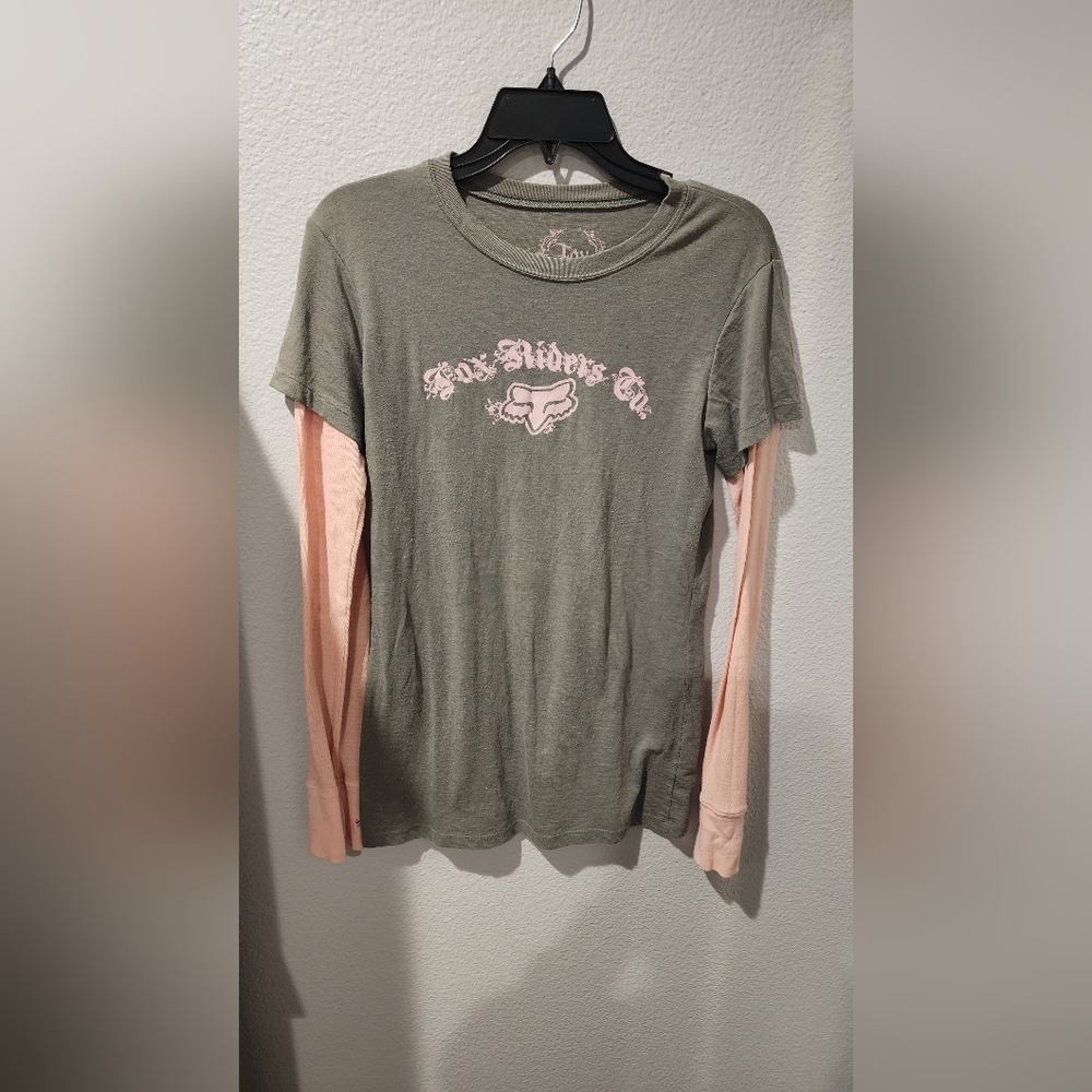 Fox Women's Olive and Pink Layered Top
